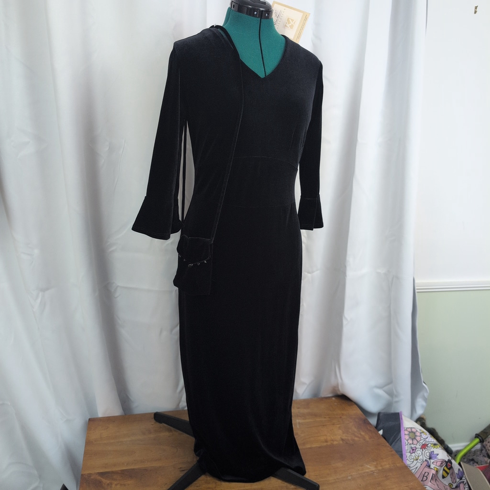 2000's Deadstock Kathie Lee Velvet Dress w/bag Small
